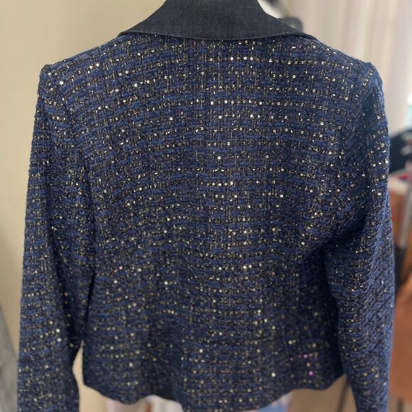 White House Black Market- Sequin Tweed Moto Jacket (size 8) - Picture 2 of 3
